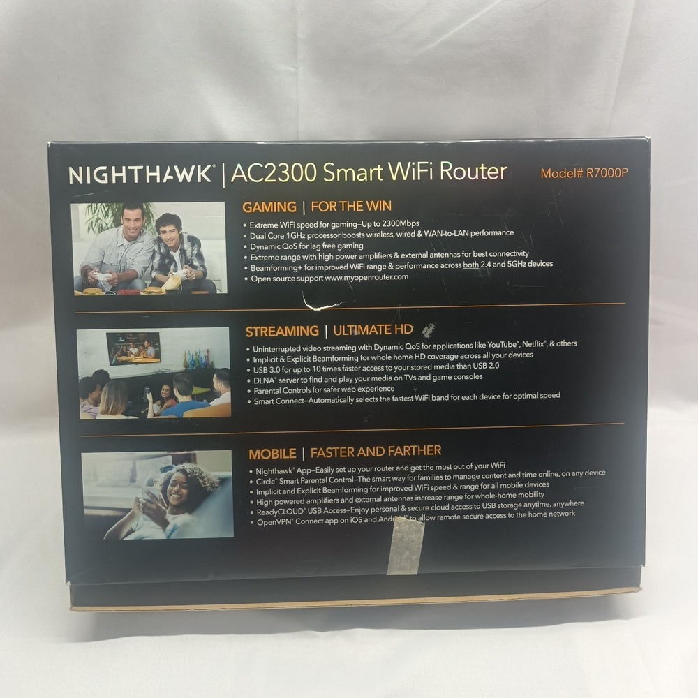 NETGEAR Nighthawk AC2300 R7000P 1625Mbps 5 Port Wi-Fi Router - Picture 2 of 9